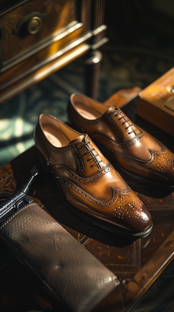 Elegant Men's Brogue Shoes Display