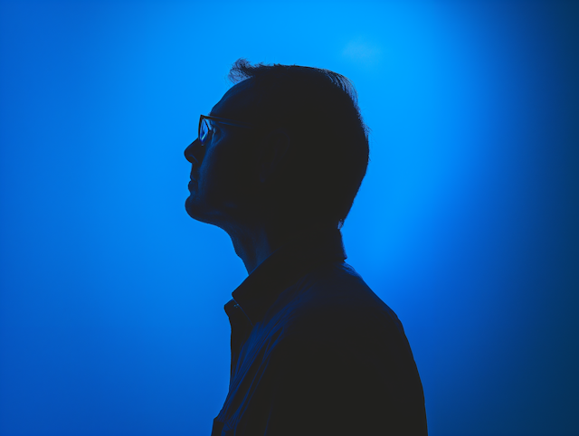 Blue Contemplation Silhouette