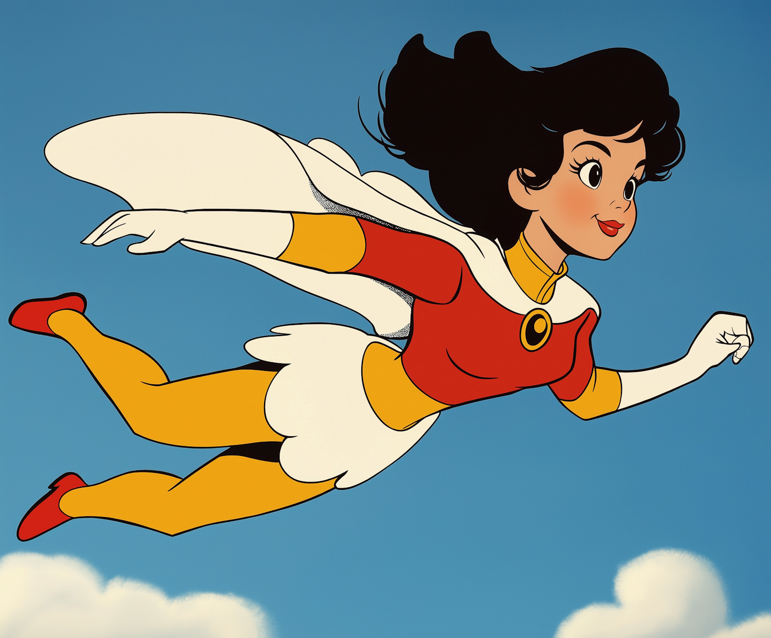 Animated Superheroine in Flight