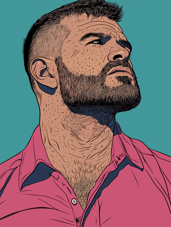Stylized Illustration of a Bearded Man