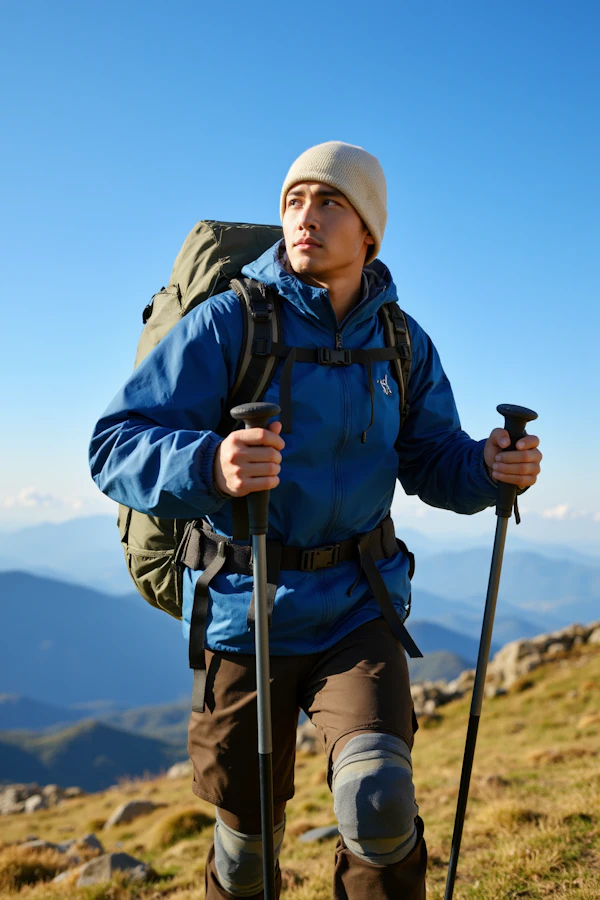 Hiker in Mountainous Terrain