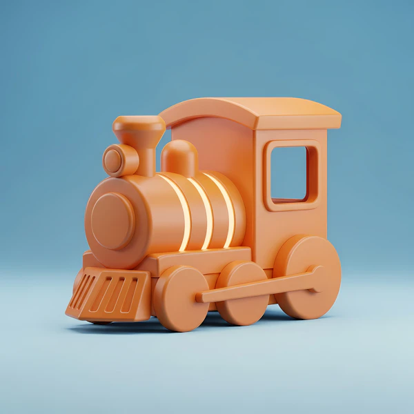 3D Orange Toy Train