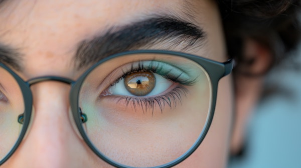 Intimate Hazel Eye Through Glasses