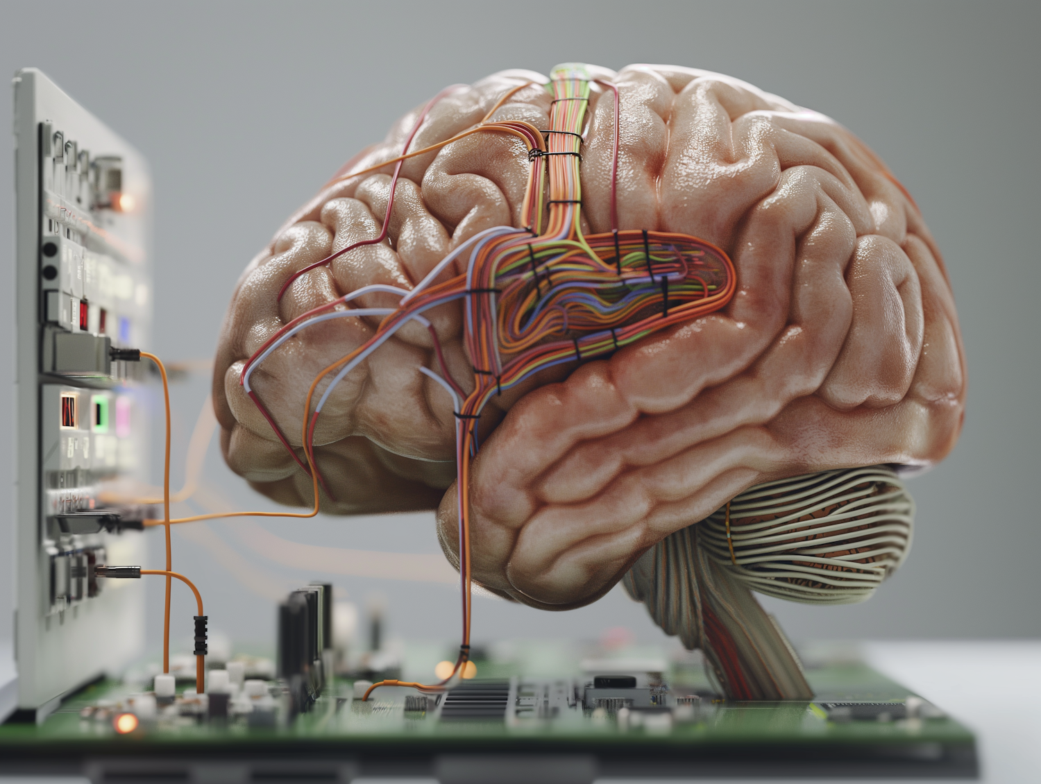 Bioengineered Brain with Electronic Components