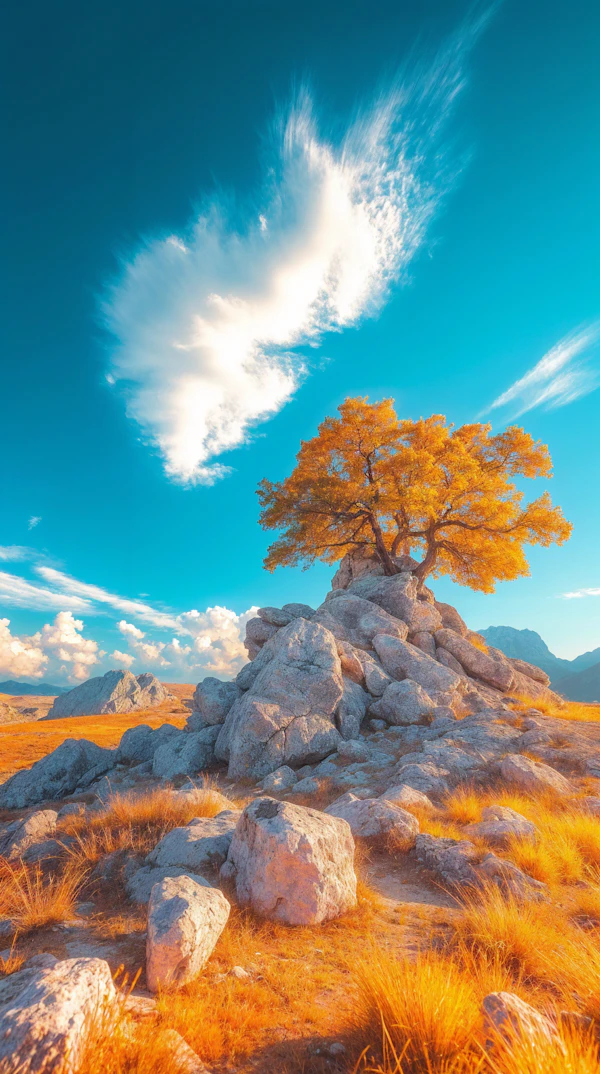 Solitary Tree on Rocky Hill