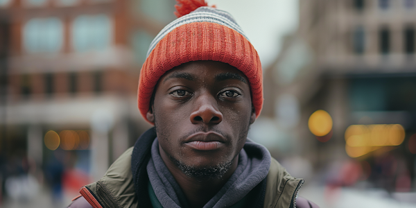 Outdoor Portrait of Young Man in Winter Attire