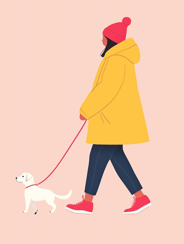 Person Walking a Dog Illustration