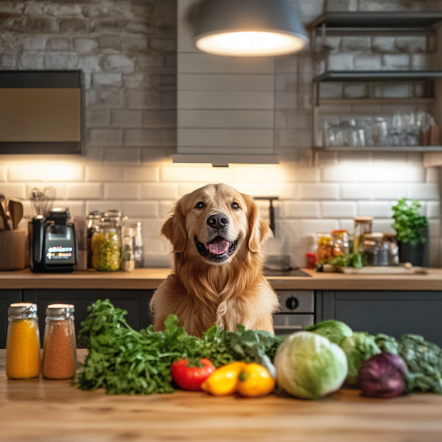 Golden Retriever in Kitchen