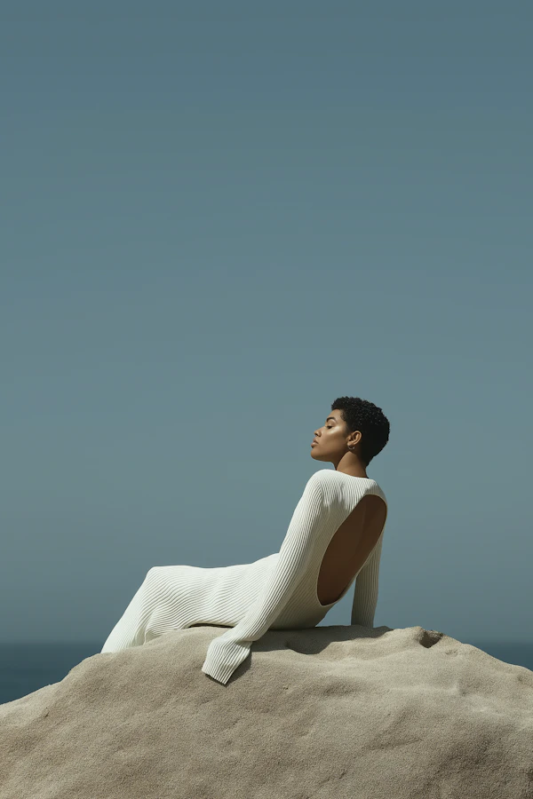 Elegant White Dress Pose