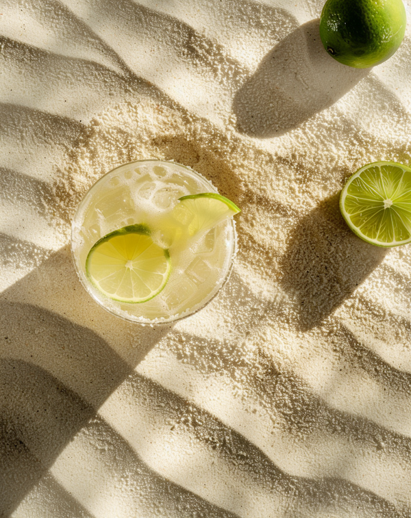 Summery Beverage on Sandy Beach