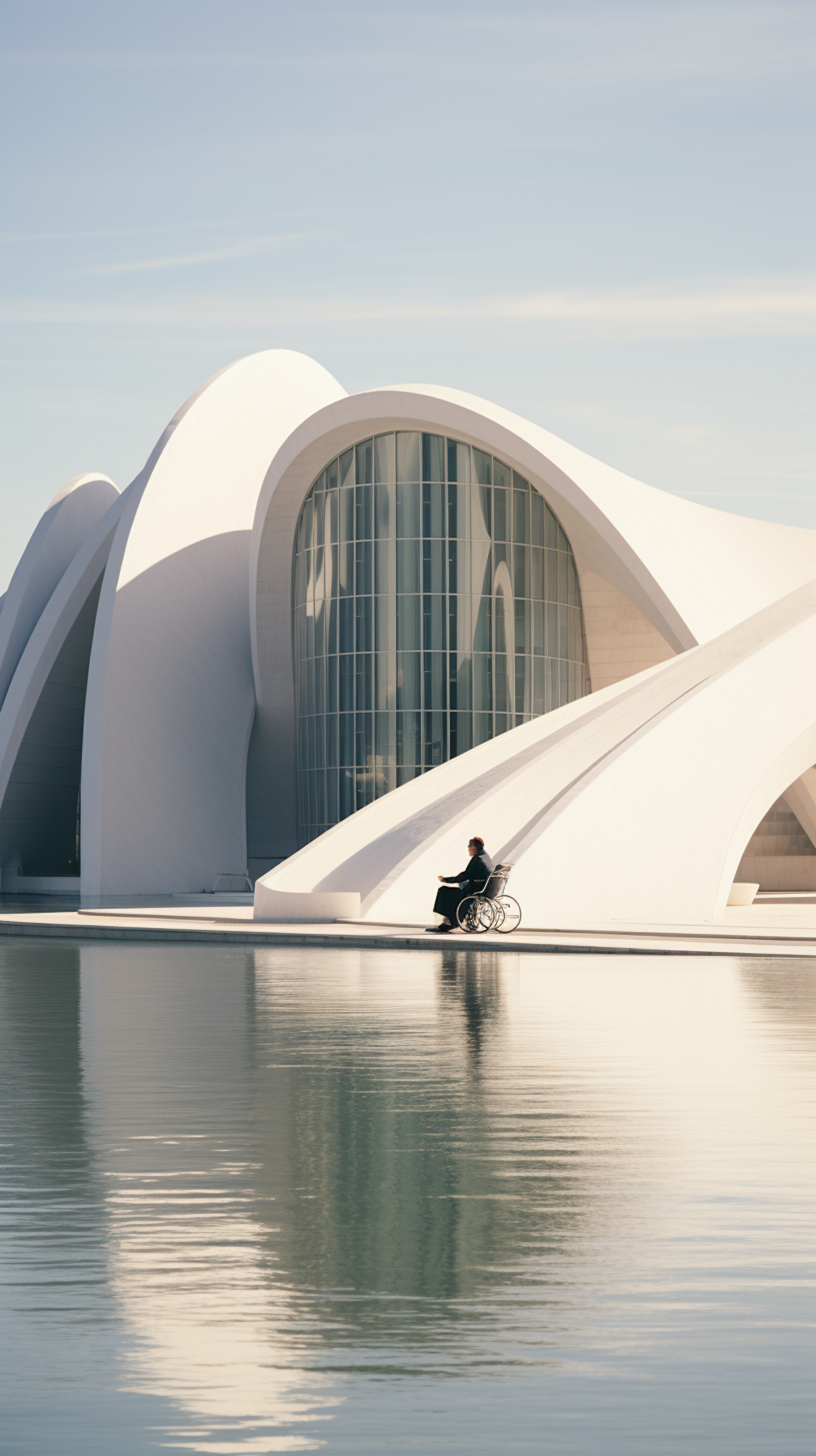 Contemplative Serenity by the Futuristic Waterfront