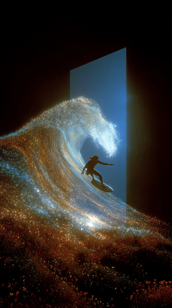 Surreal Surfing Scene