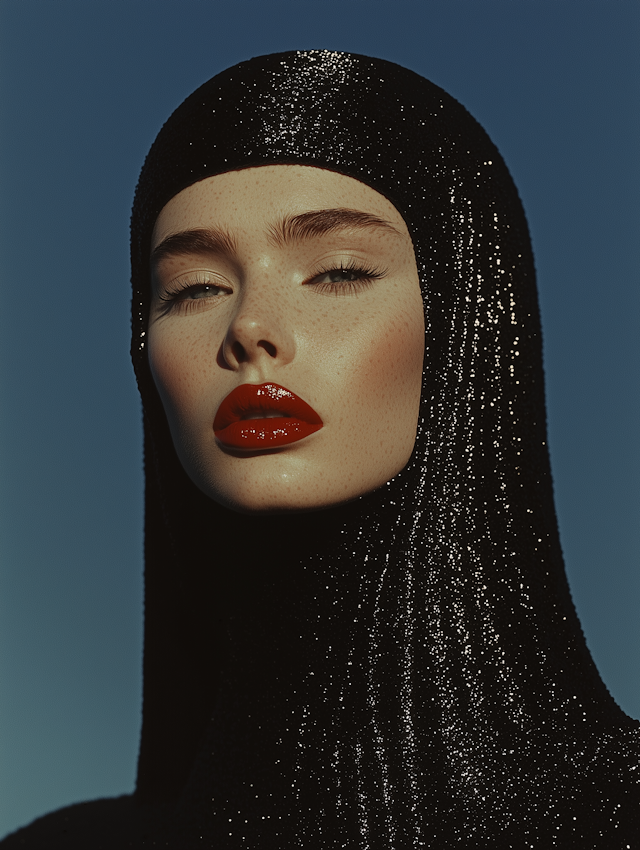 Elegant Portrait with Black Head Covering