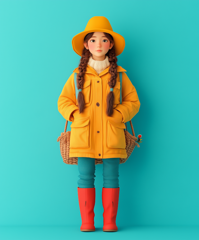 Animated Young Female Character in Vibrant Attire