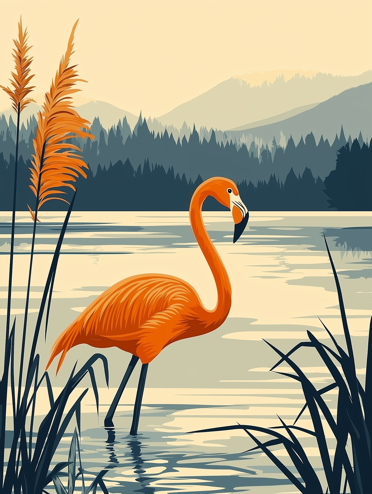 Serene Flamingo in Natural Habitat