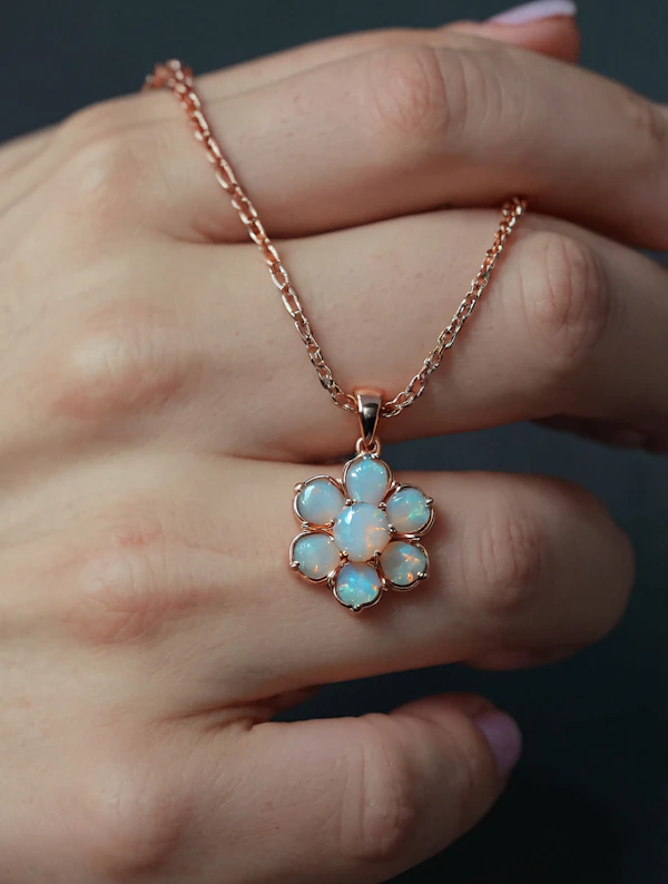 Opal Flower Necklace