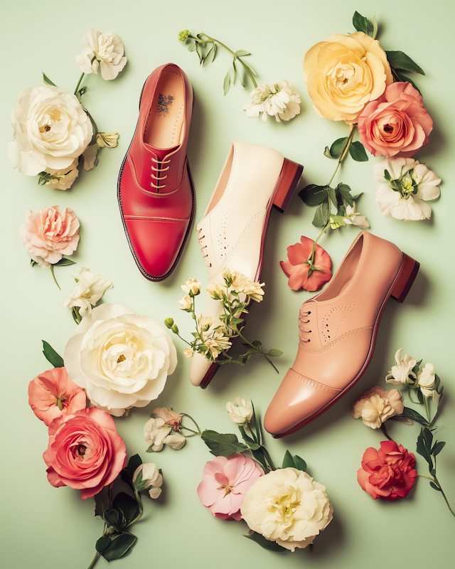 Elegant Leather Shoes with Flowers