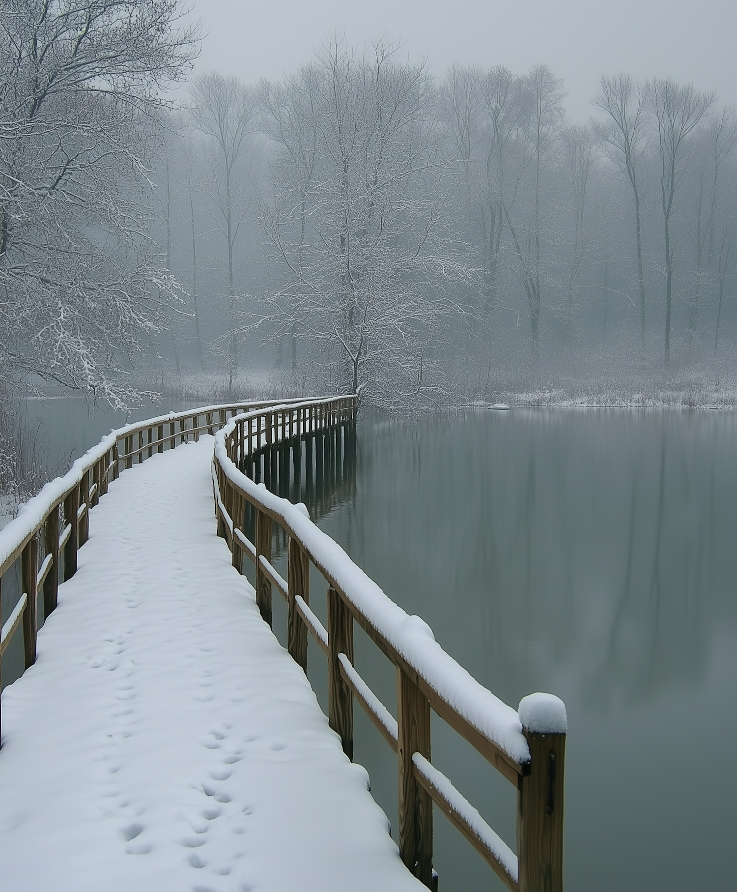 Serene Winter Walkway