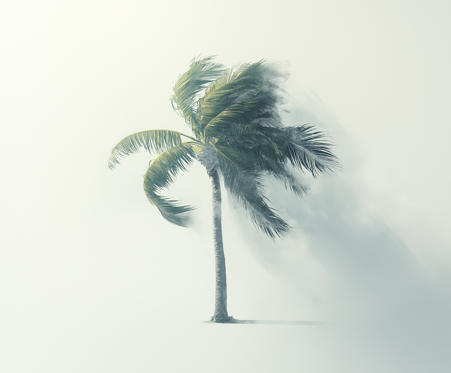 Solitary Palm Against Mist