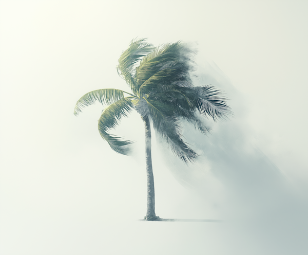 Solitary Palm Against Mist