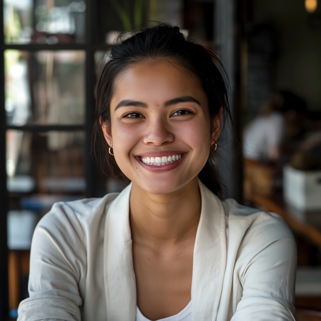 Smiling Young Woman in Blazer