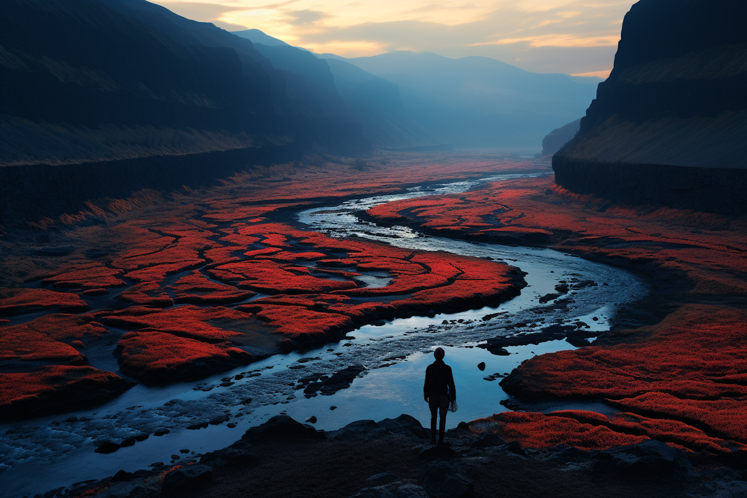 Contemplation at Twilight Riverbanks