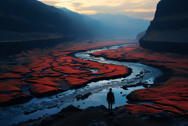 Contemplation at Twilight Riverbanks