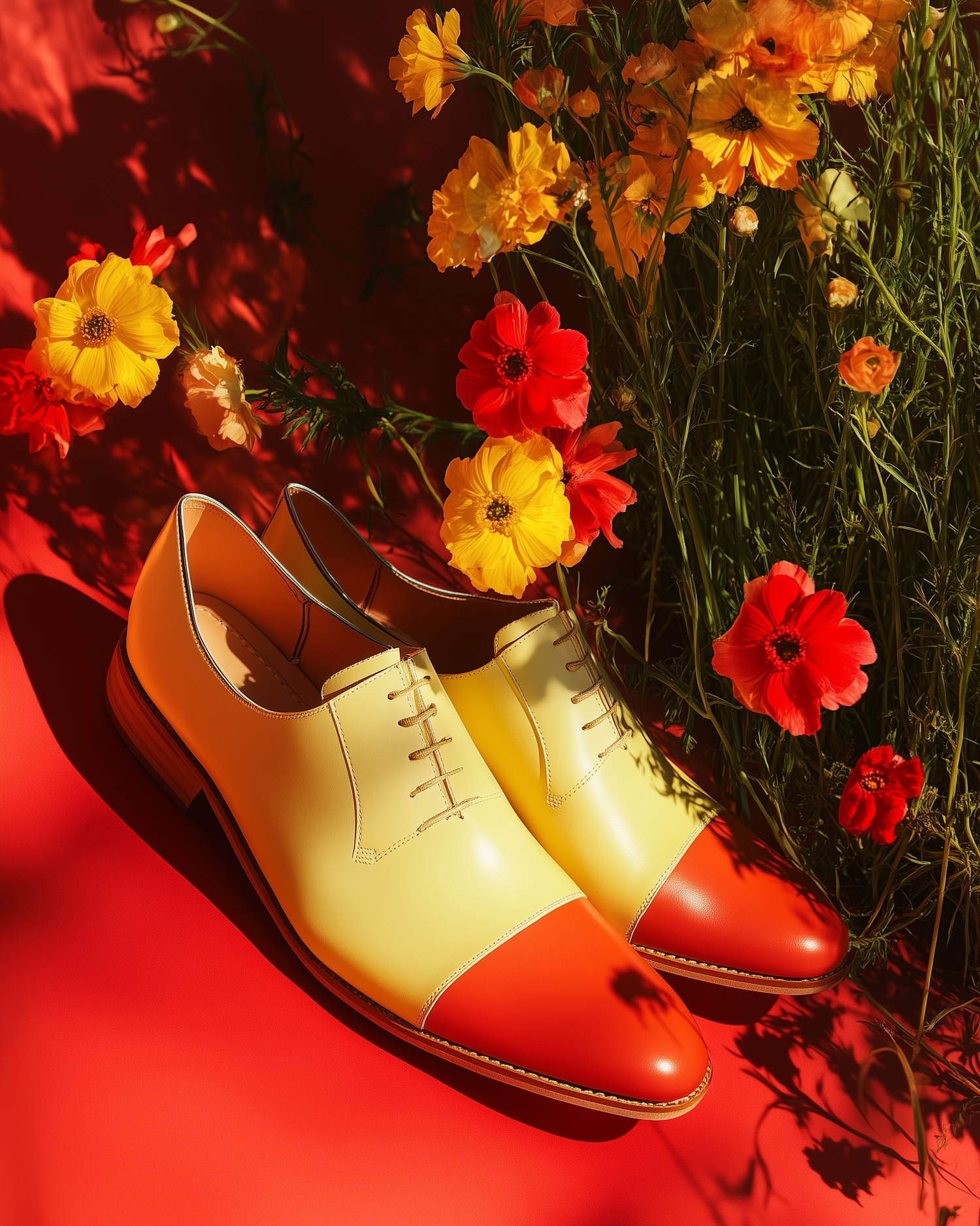 Elegant Two-Tone Shoes with Flowers