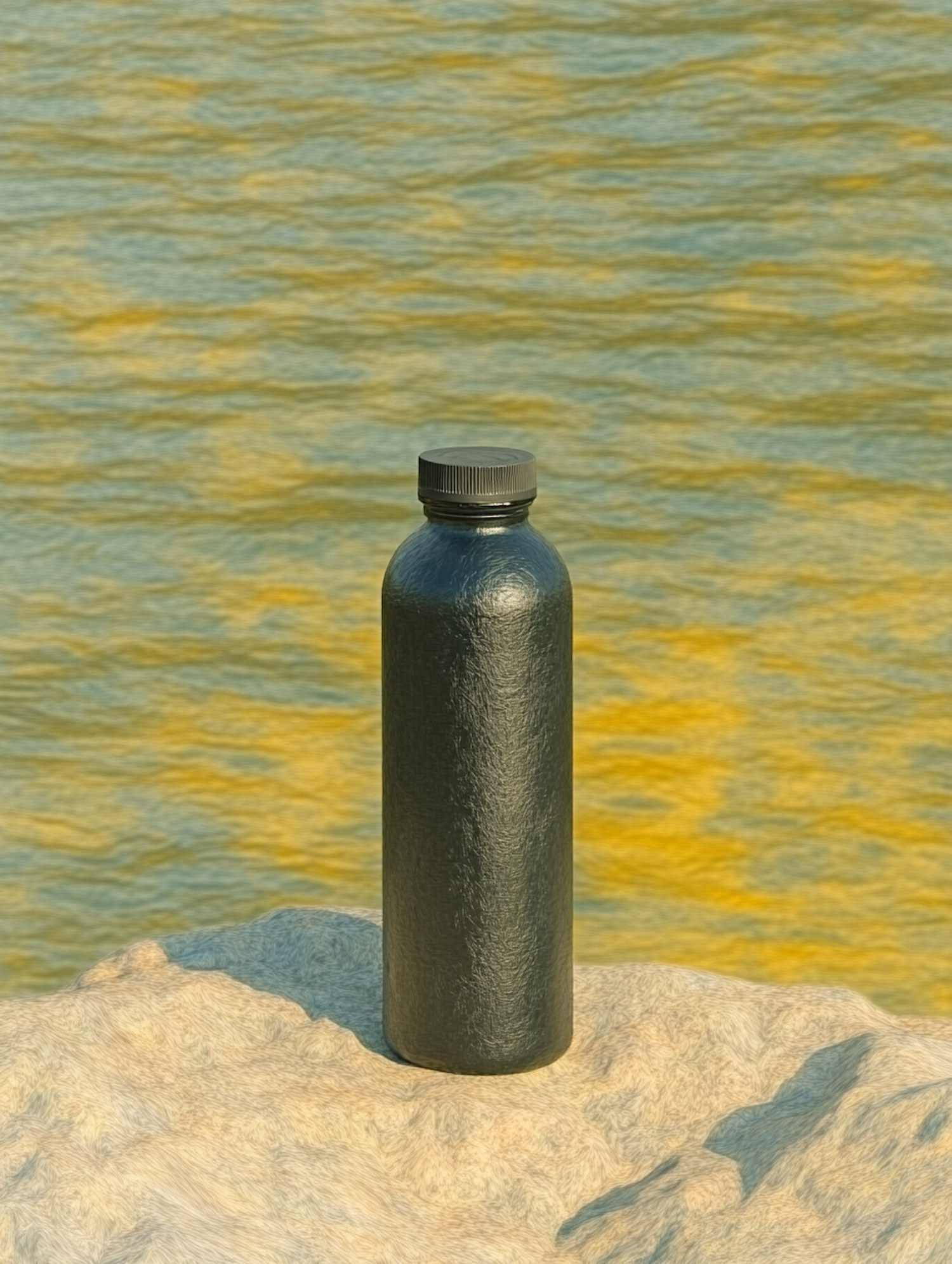 Textured Bottle on Rock