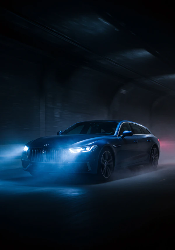 Sleek Car in Tunnel