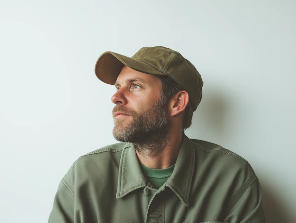 Contemplative Man in Green