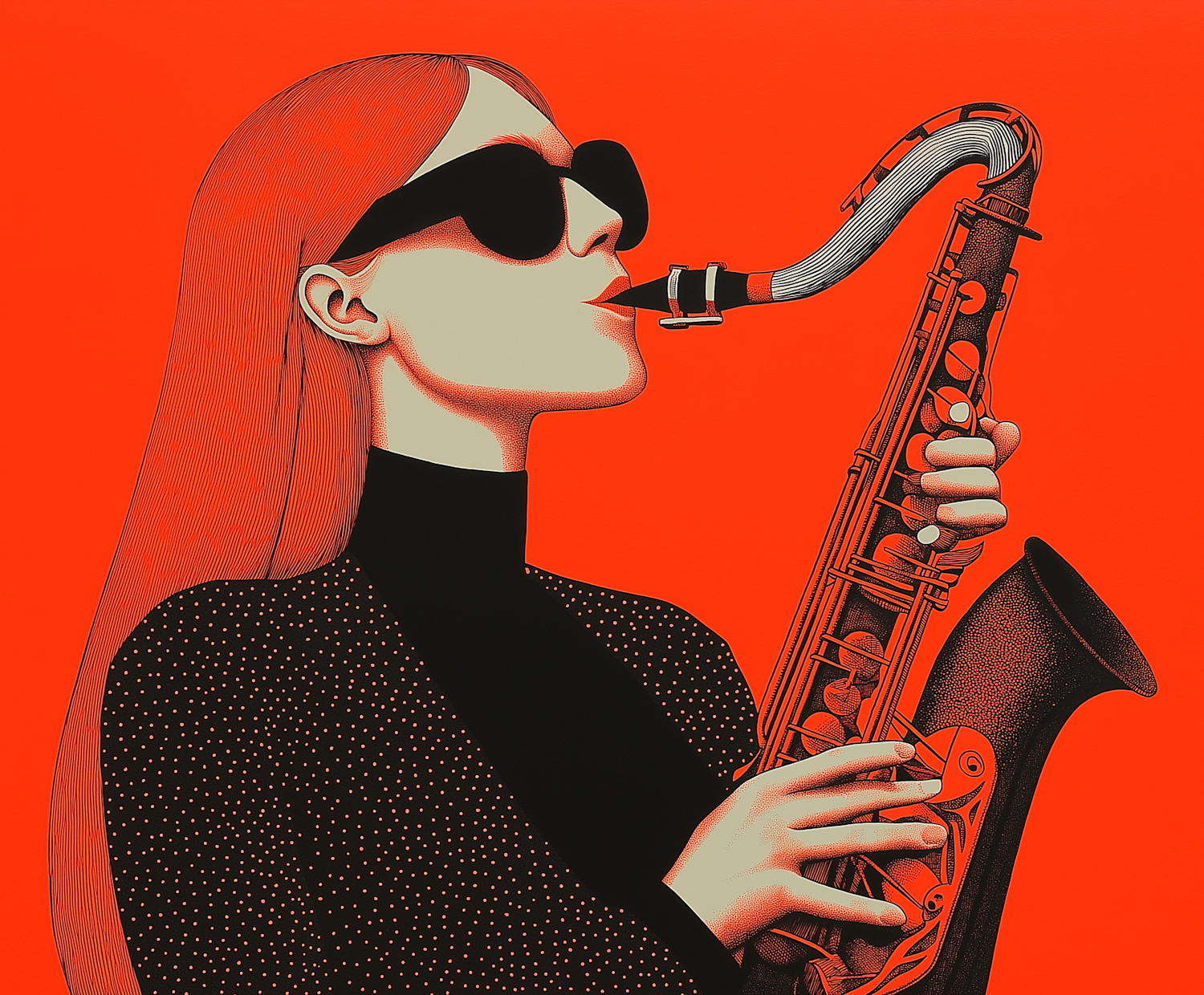 Woman Playing Saxophone Illustration