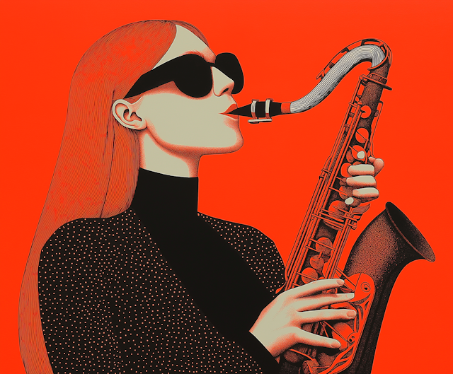 Woman Playing Saxophone Illustration