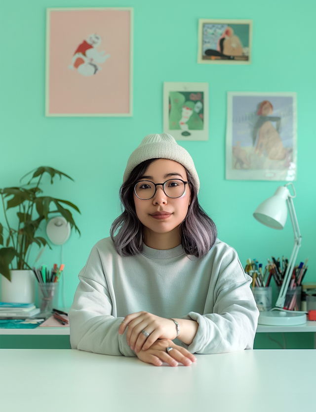 Tranquil Portrait of an Asian Female in Creative Space