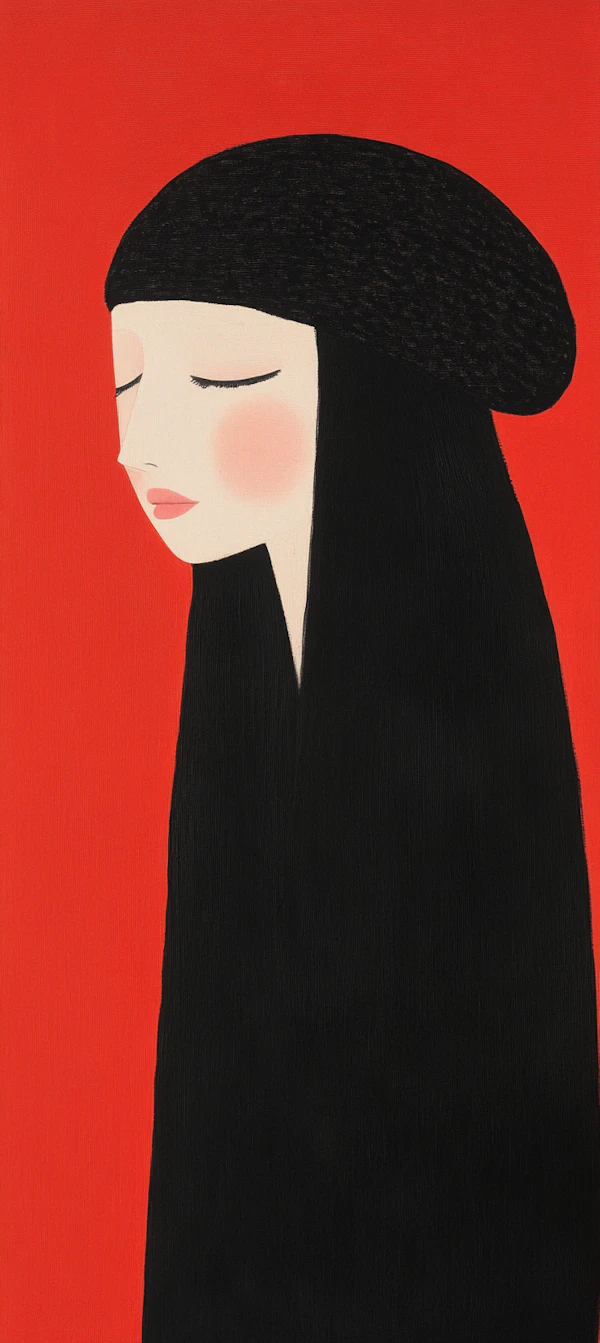 Stylized Portrait with Red Background