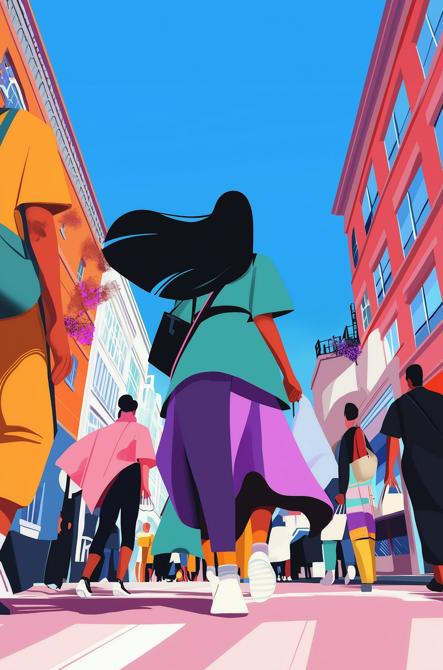 Dynamic Urban Street Scene Illustration