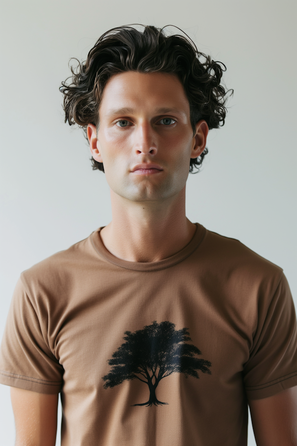 Portrait of a Young Man with Tree Silhouette T-shirt