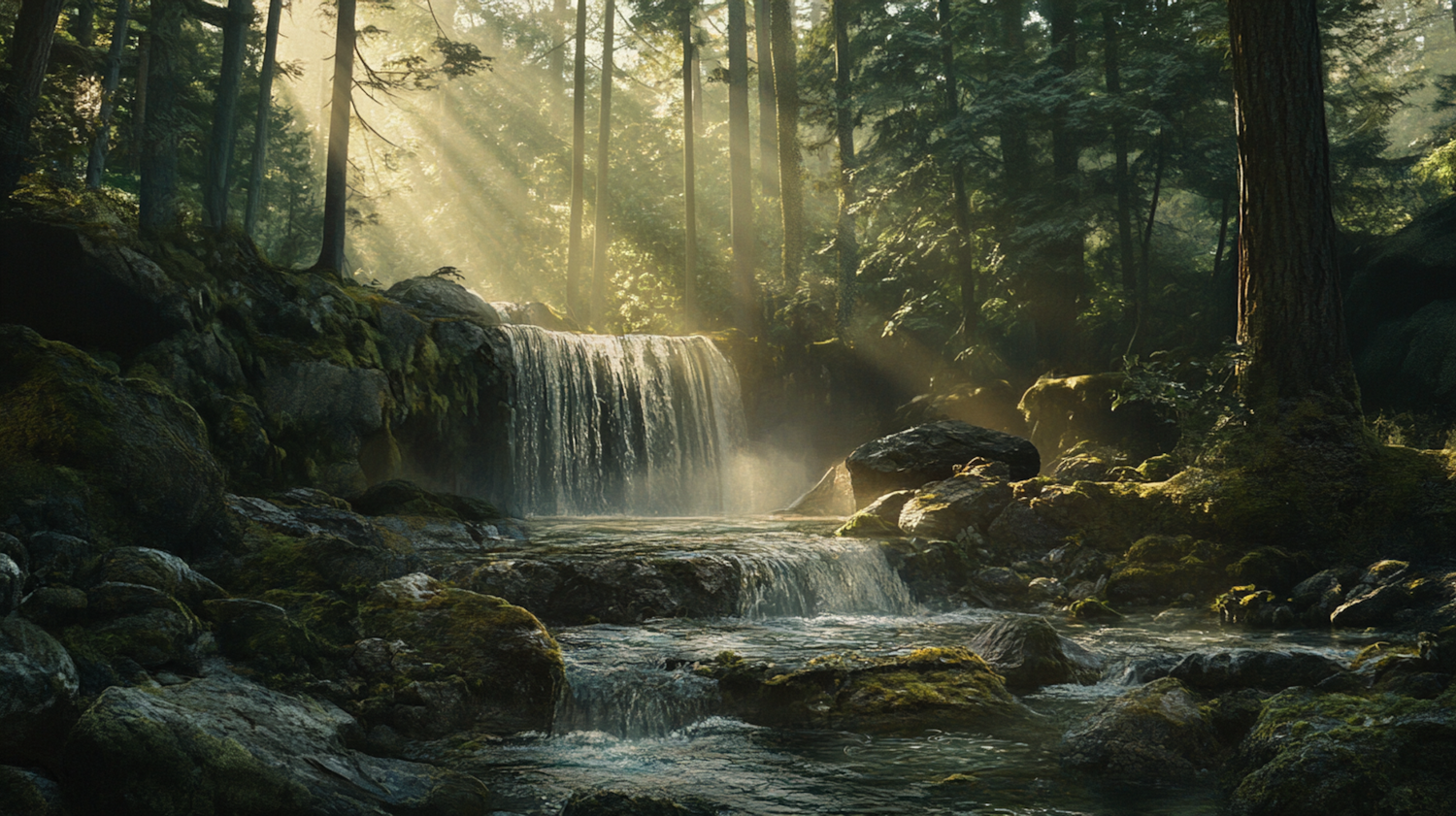 Serene Forest Waterfall