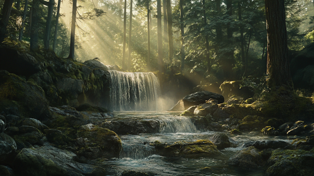 Serene Forest Waterfall