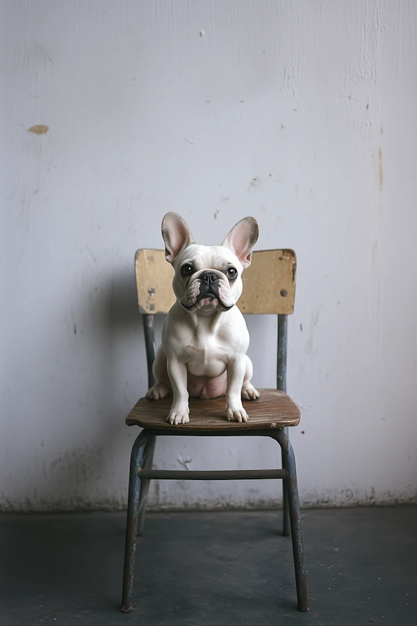 French Bulldog on Rustic Chair