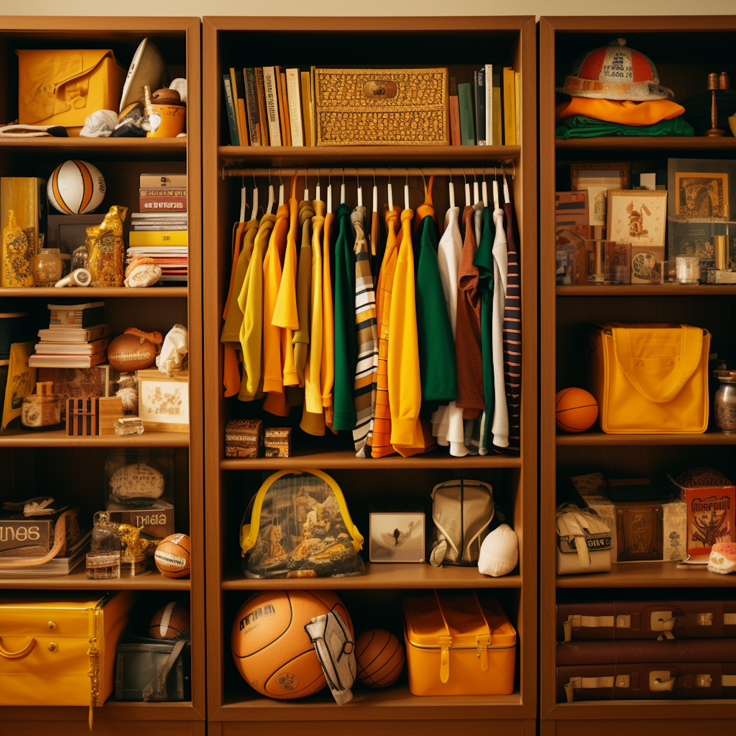 Organized Vintage Sports-Themed Wardrobe