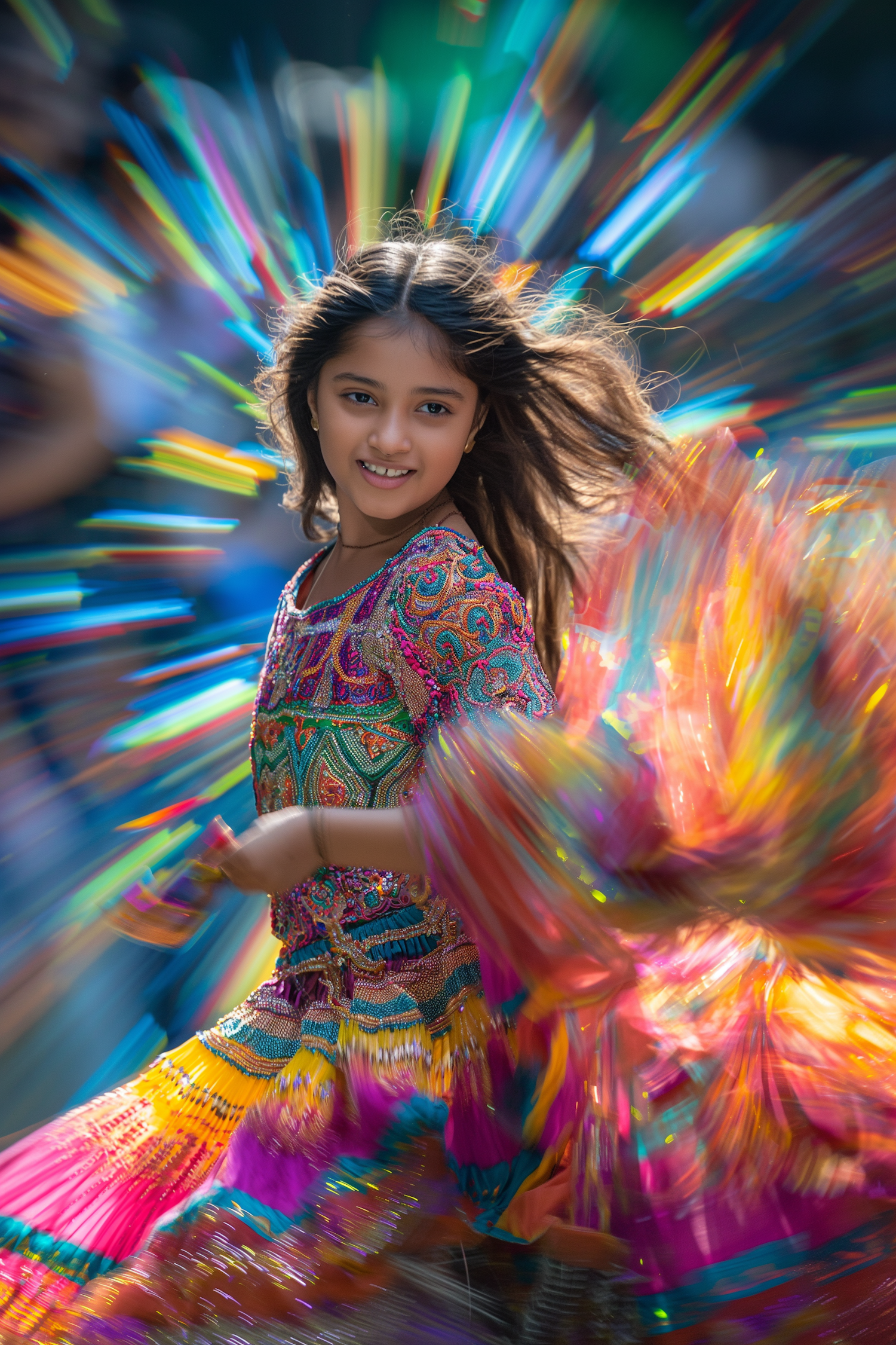 Joyful Girl in Traditional Outfit