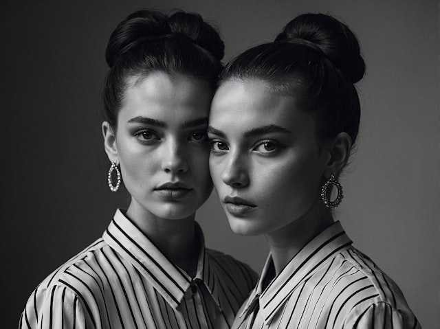 Twin Women in Black and White