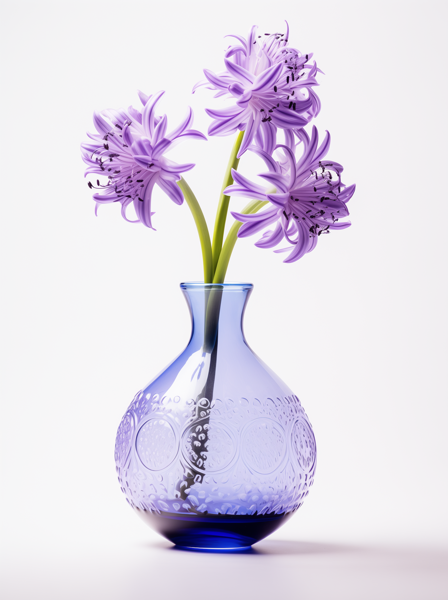 Elegant Purple Star Blossoms in Blue Gradient Vase