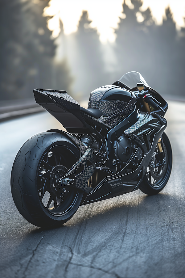 Sleek Black Sports Motorcycle on Asphalt Road