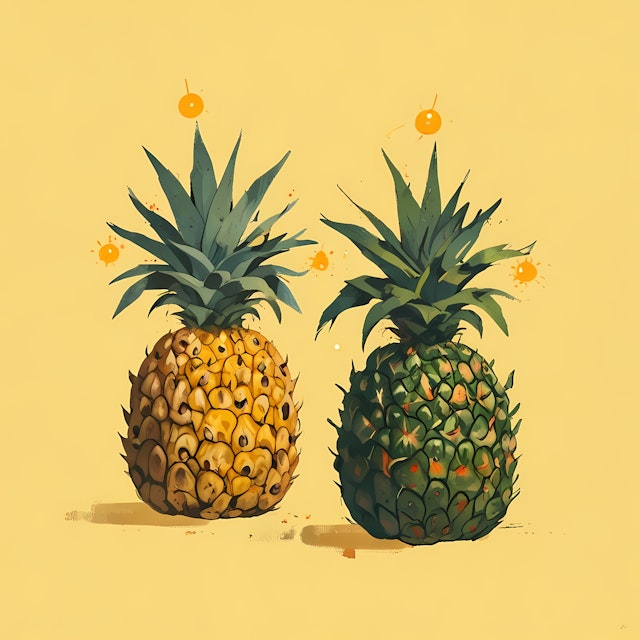 Pineapples on Yellow Background