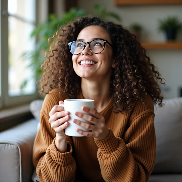 Cozy Woman with Mug