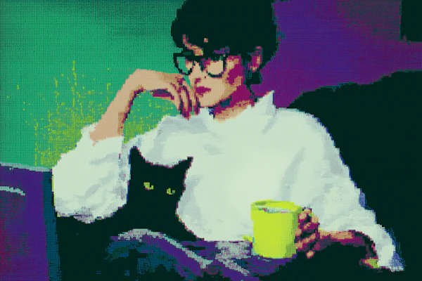 Stylized Person with Cat