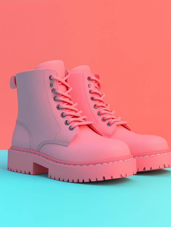 Vibrant Pink Boots on Dual-Tone Background