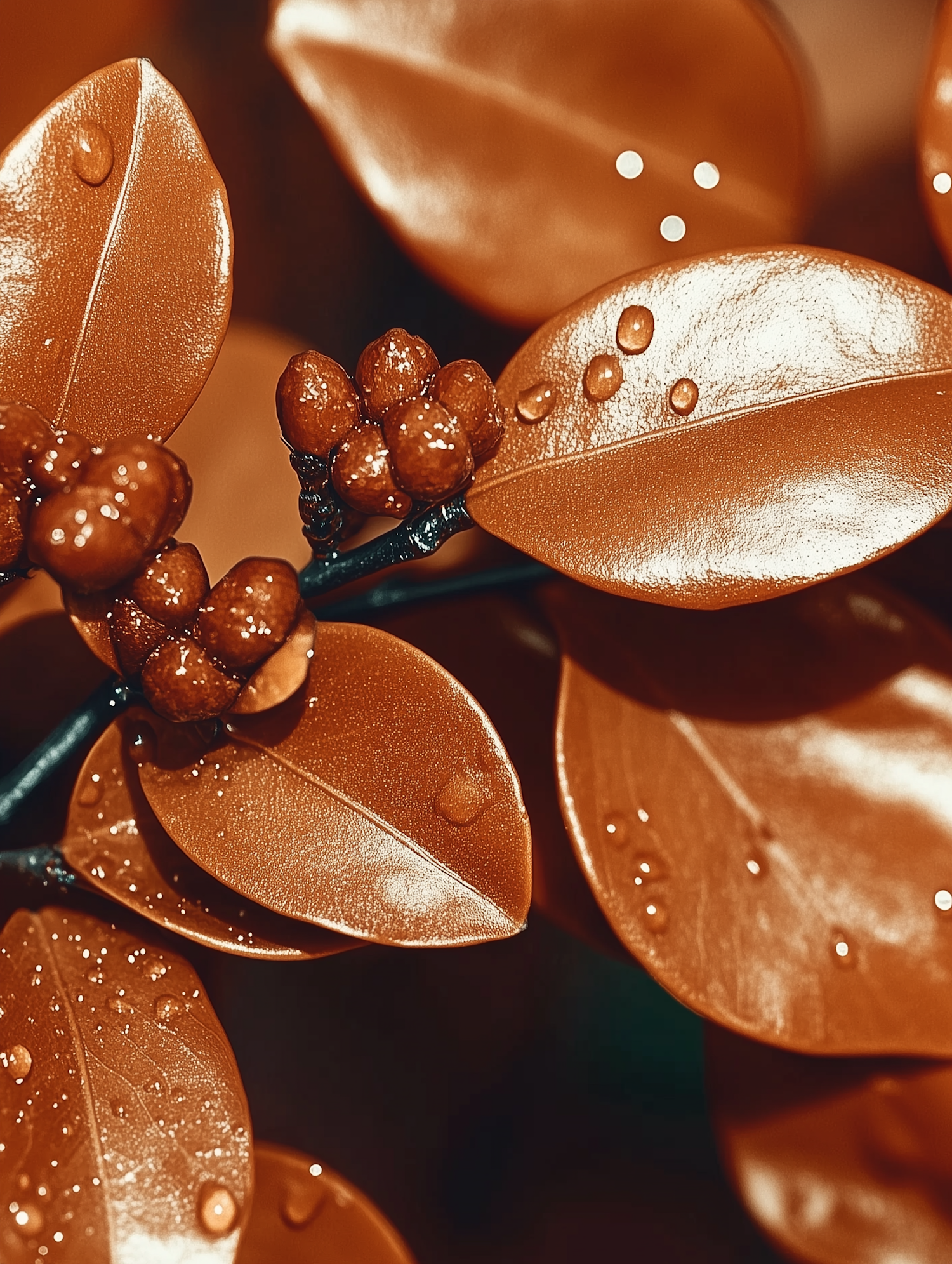 Sepia-Toned Leaves and Berries